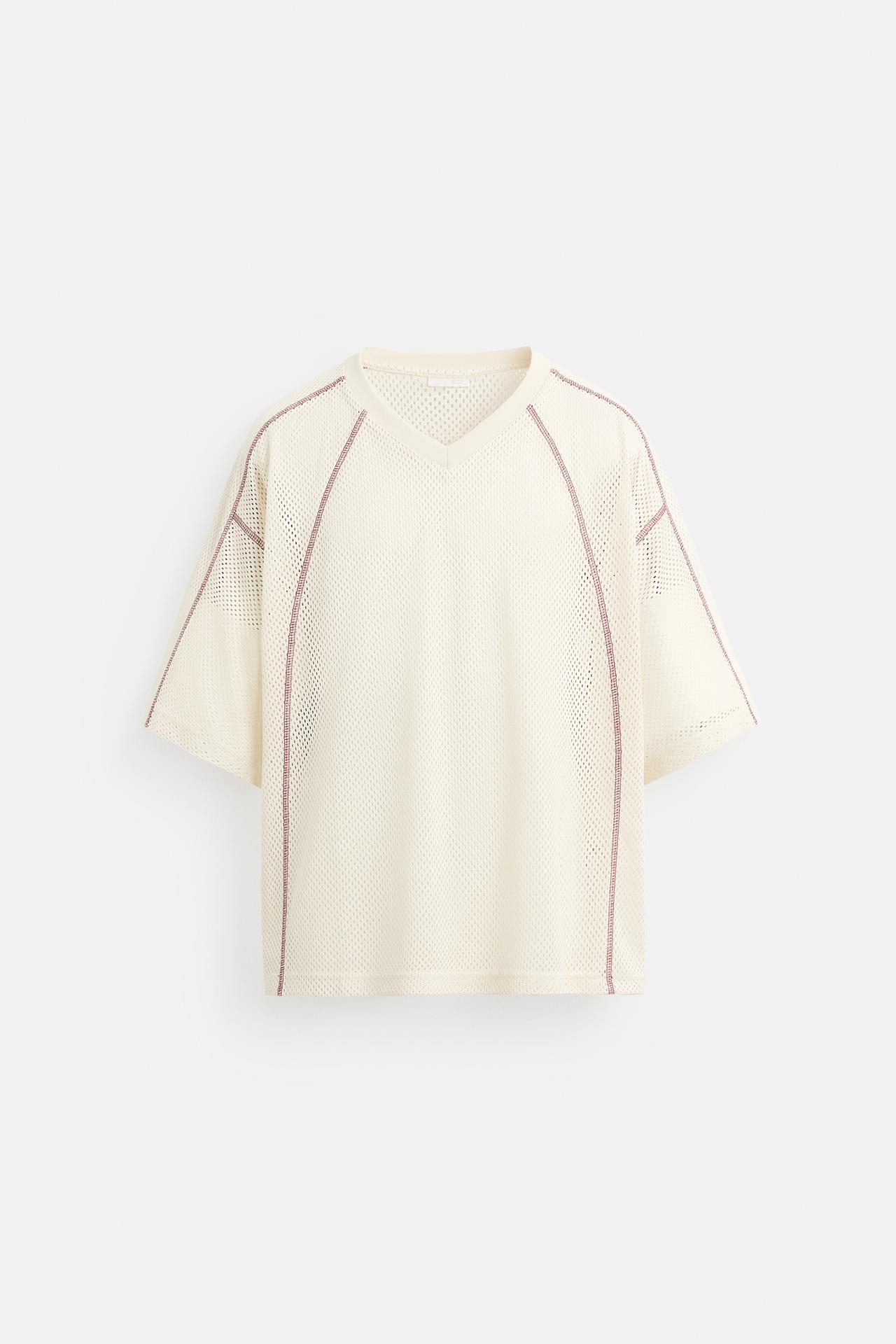CONTRAST OPEN KNIT T-SHIRT - Ecru by Zara