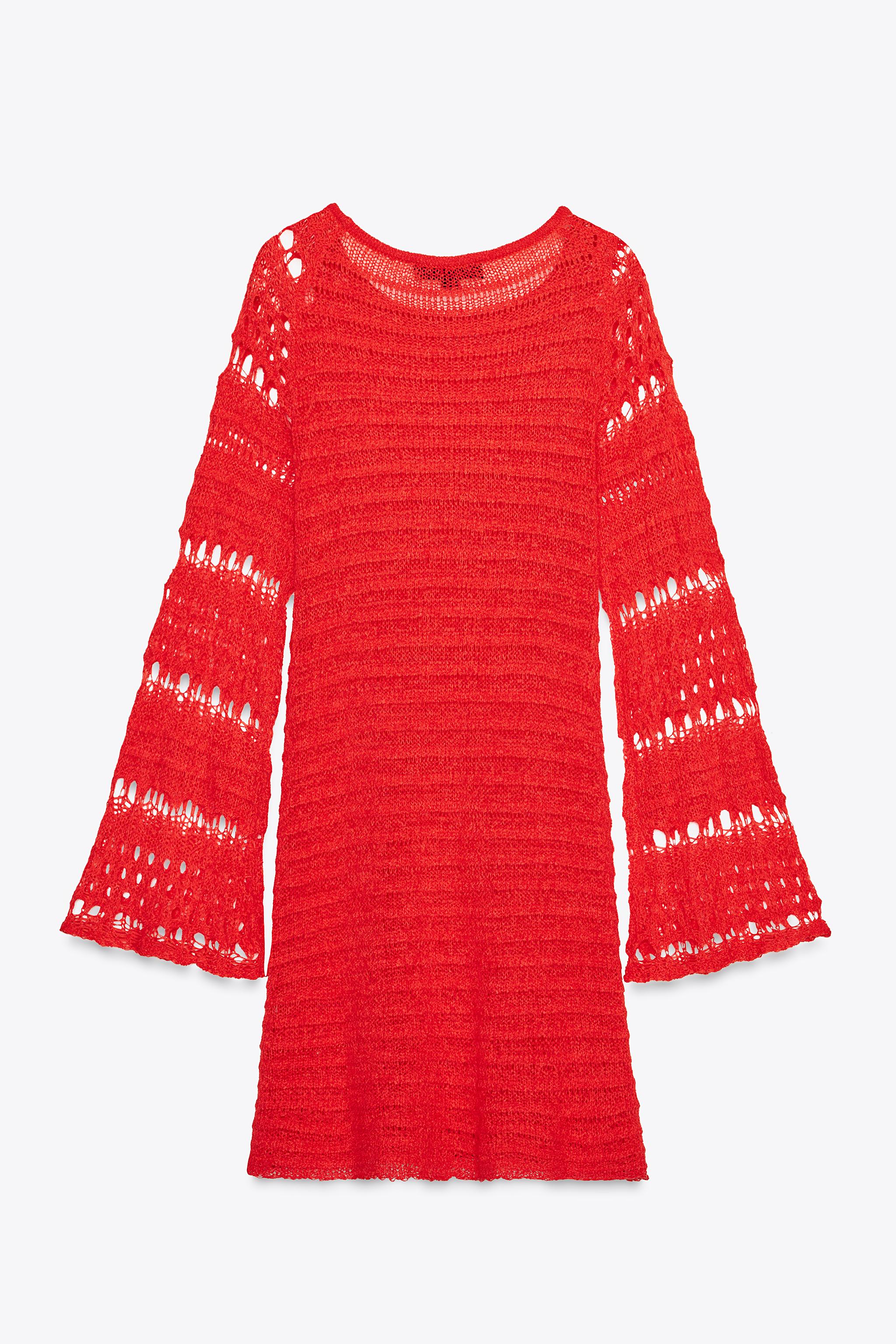 ショート丈ニットワンピース - レッド/コーラル | ZARA Japan / 日本