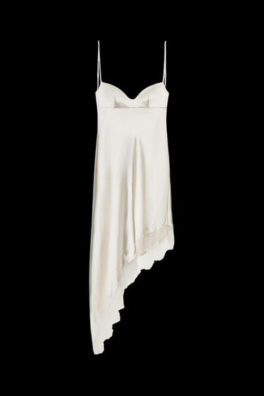 LACE SATIN DRESS - Light beige by Zara