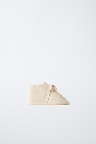 Zara COTTON BOOTIES - Off White