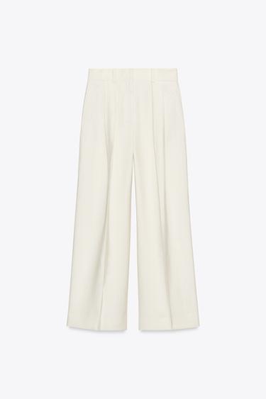ZW COLLECTION FLOWING DARTED TROUSERS - Ecru by Zara - Image 4