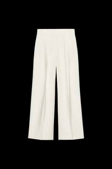 ZW COLLECTION FLOWING DARTED TROUSERS - Ecru by Zara - Image 0