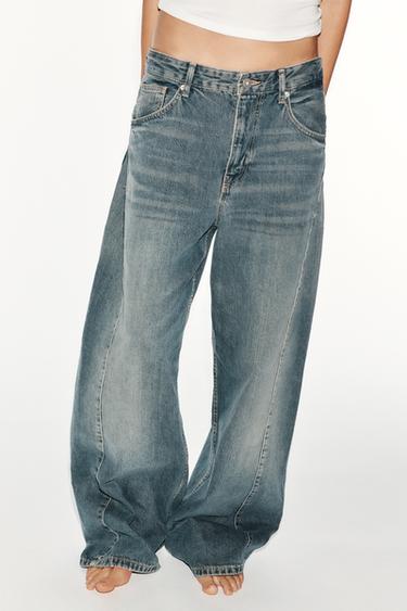 Zara TRF BAGGY OVERSIZE-TEKSAD, KESKMISE VÖÖKOHAGA - Light blue