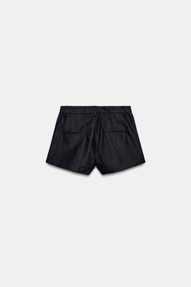 SHORT EN JEAN À PINCES ZW COLLECTION - Bleu de Zara - Image 3