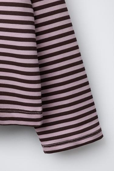 STRIPED T-SHIRT WITH EMBROIDERED SLOGAN - Pink by Zara - Image 3