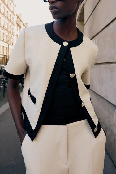 Zara SHORT SLEEVE BLAZER - Sand