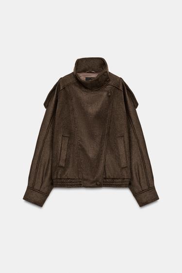 Zara DOUBLE-BREASTED SOFT TOUCH JACKET - Brown - Image 0