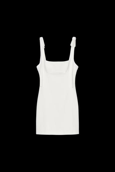 Zara SHORT TIE-STRAP DRESS - White - Image 0