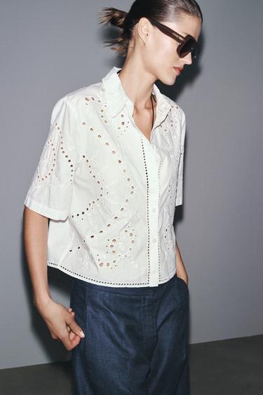 ZW COLLECTION EMBROIDERED SHIRT - Ecru by Zara - Image 3