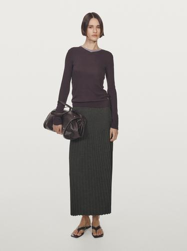Falda midi punto plisada - Gris medio de Zara