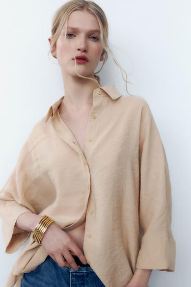 FLOWING SHIRT - Light camel by Zara - Image 0