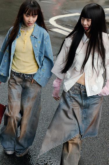 Z1975 刺繍フラワーデニムジャケットセットミディアムブルーZaraのZ1975 刺繍フラワーデニムジャケットセット - ミディアムブルー