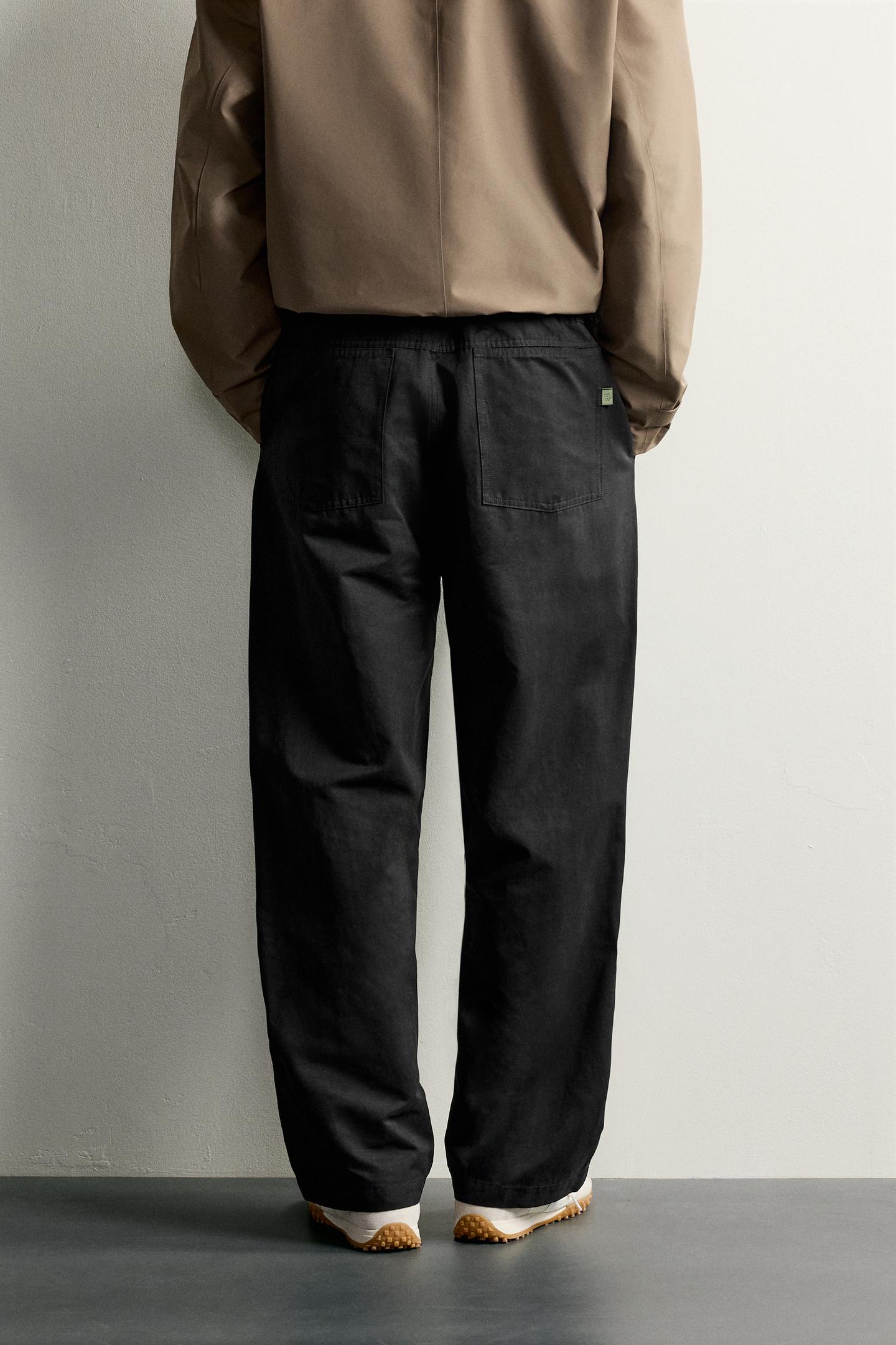 Мужские брюки Zara Soft Relaxed-Fit, цвет: Чёрный — фото 3