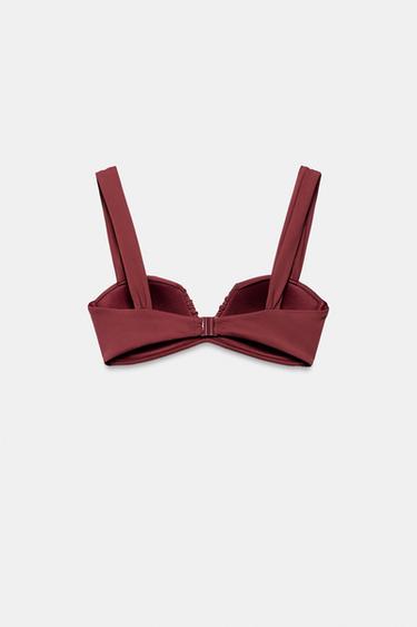 PLEATED BIKINI TOP - Brown by Zara - Image 2