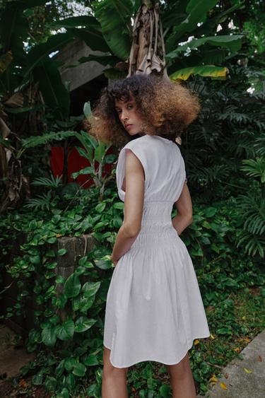 Zara COMBINATION POPLIN DRESS - White