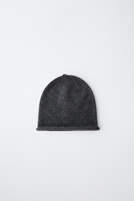 GORRO DE TRICÔ COM BRILHOS - Cinza-vigoré da Zara - Imagem 0