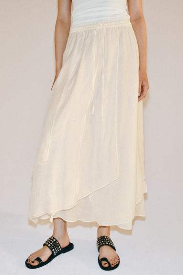 JUPE MIDI FLUIDE ZW COLLECTION - Écru de Zara - Image 3