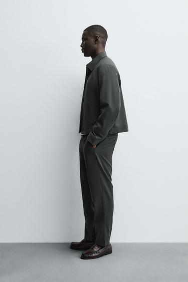REGULAR FIT JOGGER WAIST TROUSERS - Dark khaki by Zara - Image 3