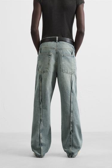 SEAMED BAGGY FIT JEANS - Blue / Green by Zara - Image 2