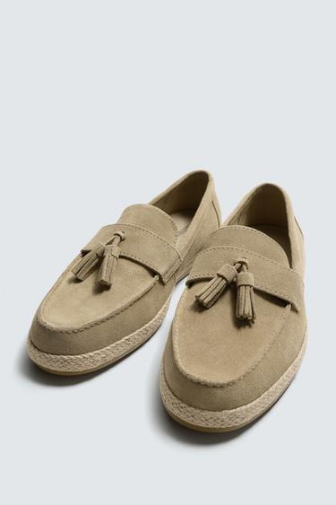 CASUAL LEATHER LOAFERS WITH TASSELS - Ecru White by Zara - Image 4