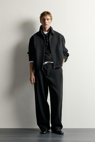 SIDE PLEATED WIDE-LEG TROUSERS - Black by Zara
