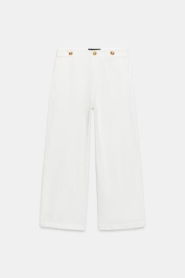 JUPE-CULOTTE À BOUTONS DORÉS - Blanc de Zara - Image 5