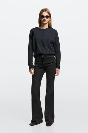 Zara High-waist skinny flare jeans - Black - Image 0