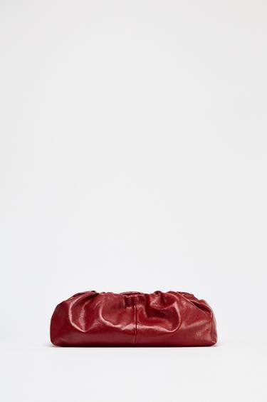 LEATHER CLUTCH - Red by Zara