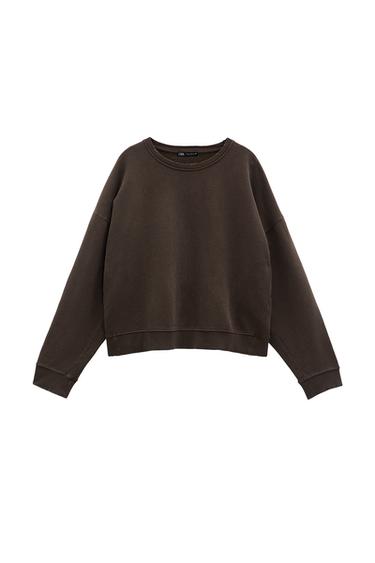 WASHED EFFECT TEXT SWEATSHIRT