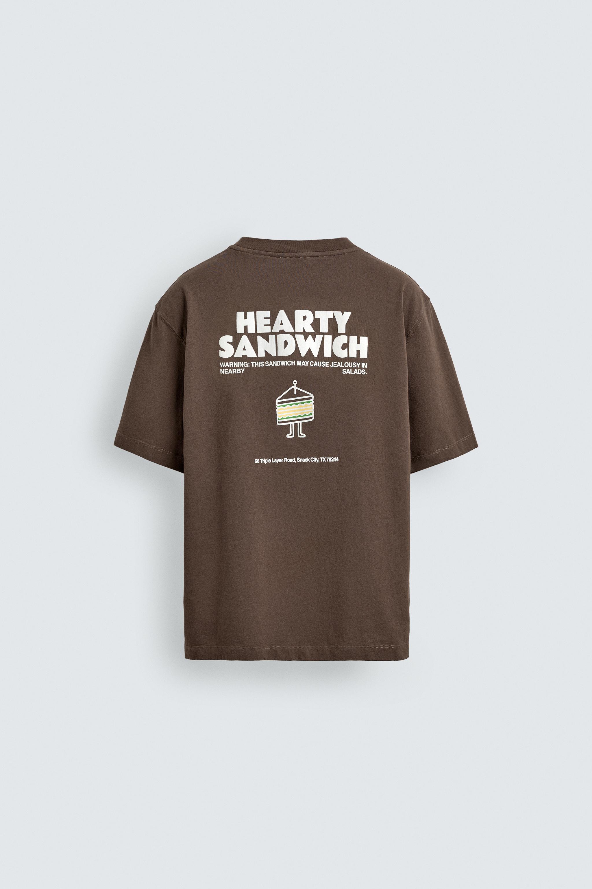 EMBROIDERED SANDWICH T-SHIRT - Light brown | ZARA Canada