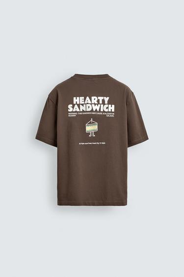 T-SHIRT BRODÉ SANDWICH - Marron clair de Zara - Image 7