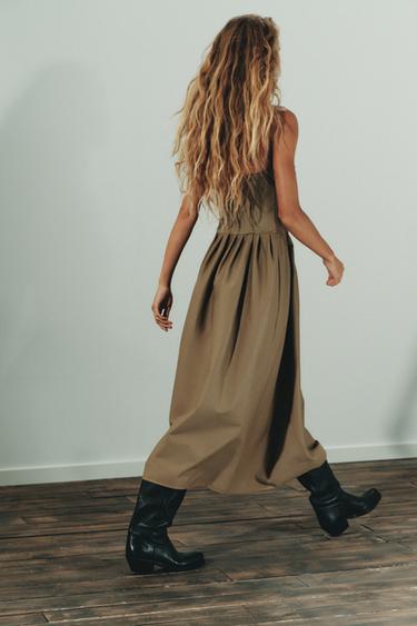 STRAPLESS MIDI DRESS - Khaki by Zara - Image 2