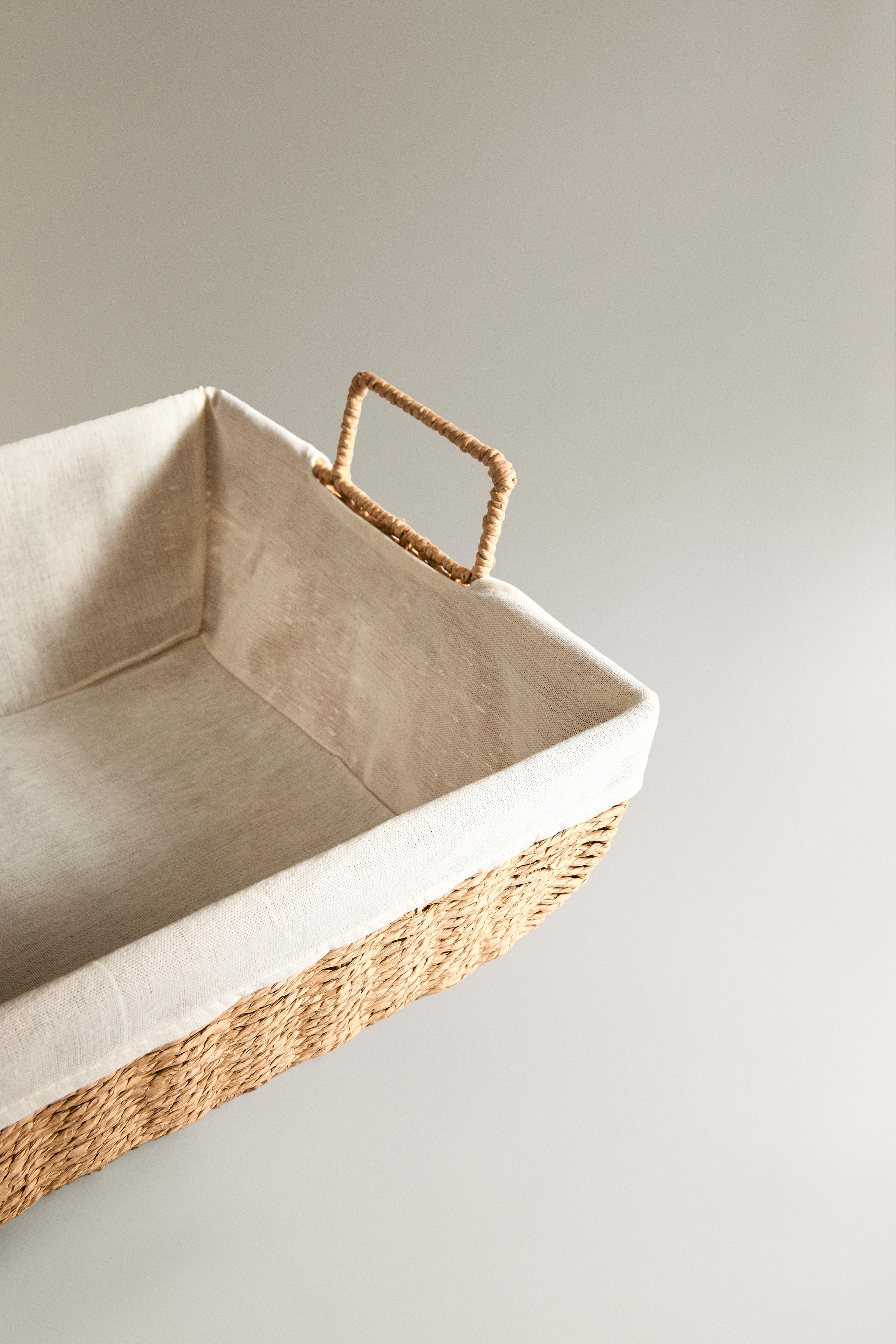 COTTON LINED IRONING BASKET — Light beige