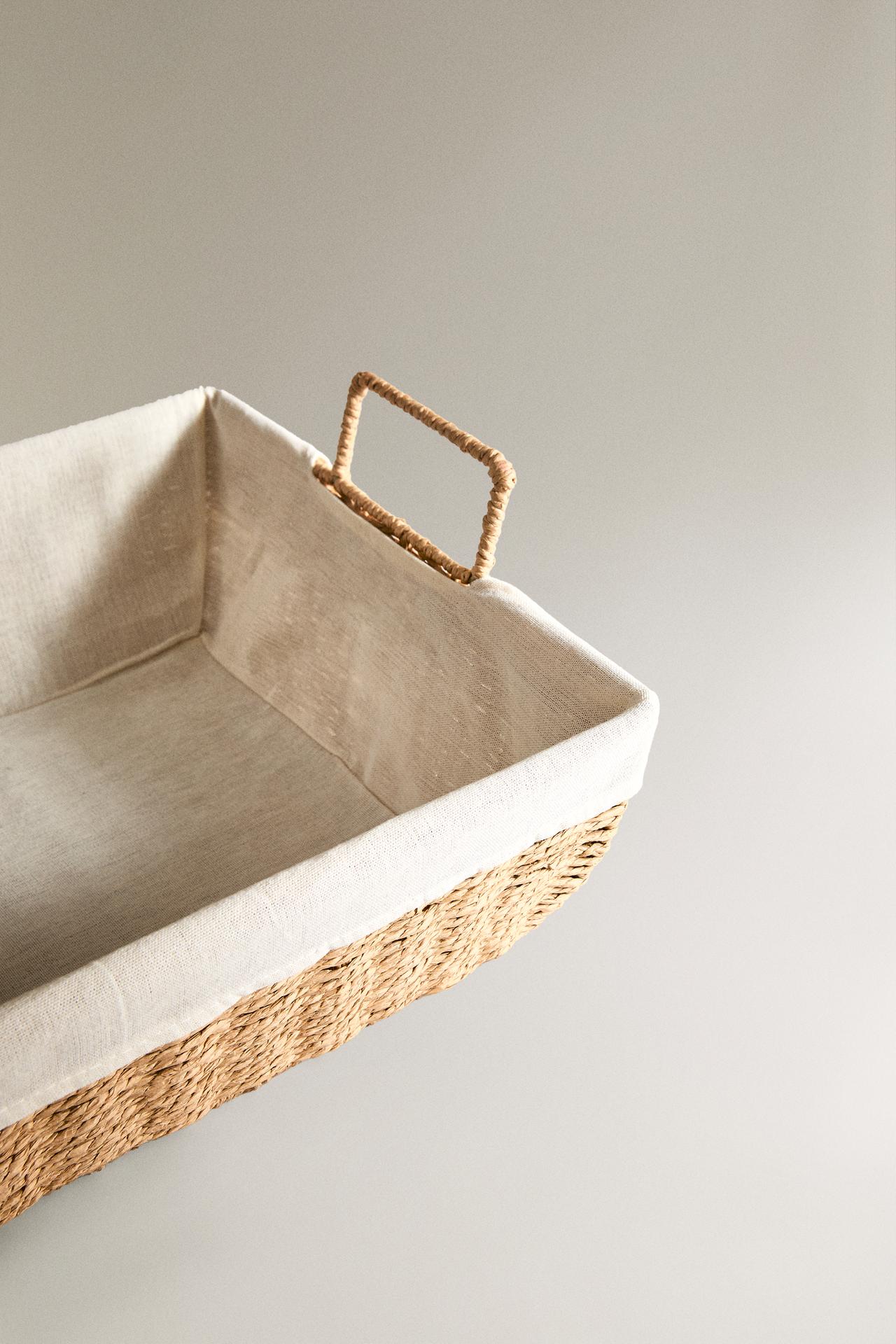 COTTON LINED IRONING BASKET — Light beige