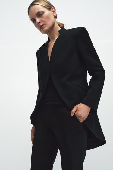 ZW COLLECTION LIMITED EDITION MINIMALIST LONG BLAZER - Black by Zara - Image 6