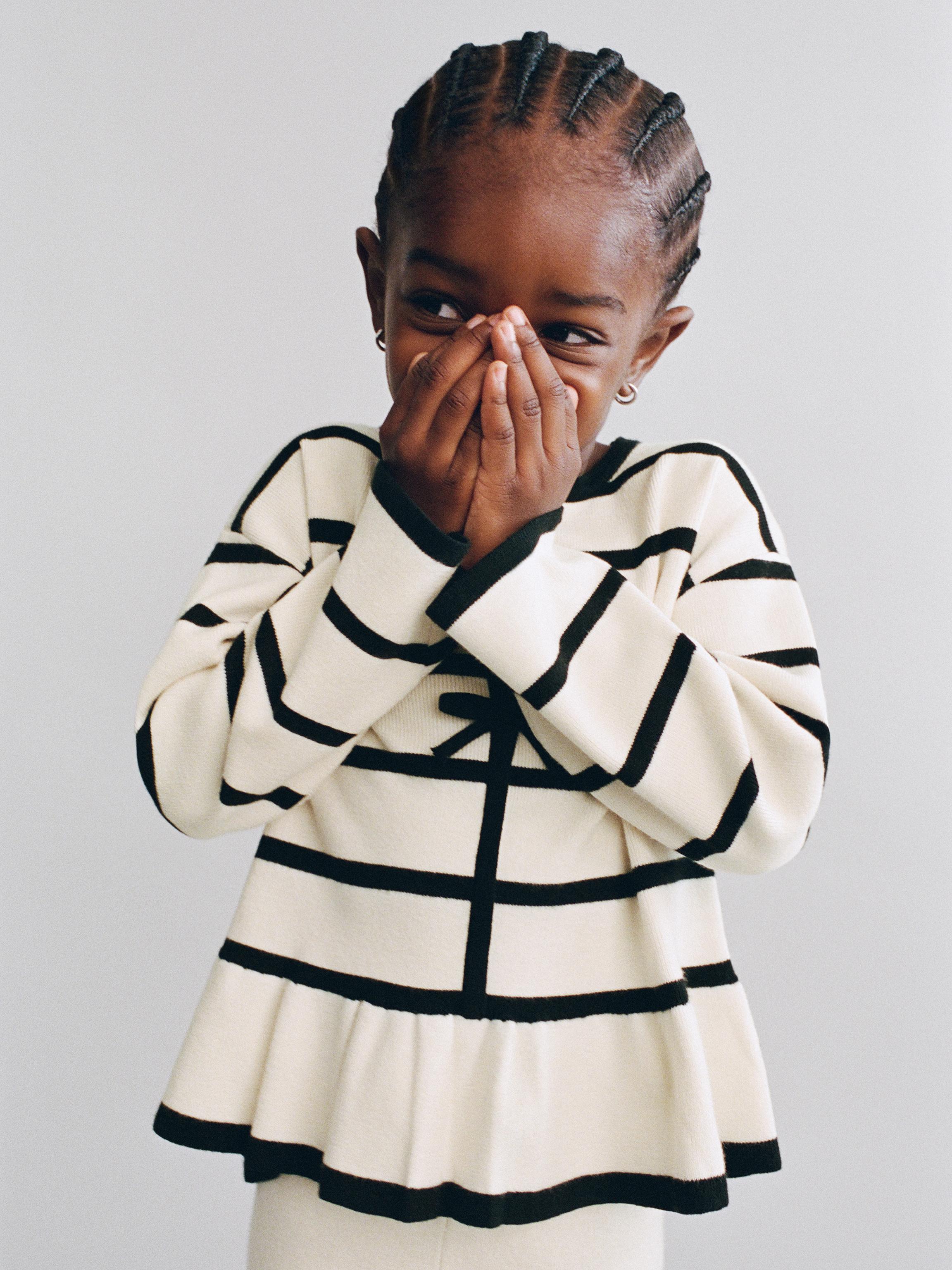STRIPED AND BOW KNIT JUMPER — Ecru / Black (alternate view)
