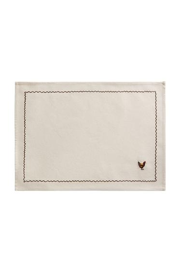 COTTON PLACEMAT WITH HEM EMBROIDERY - Brown by Zara