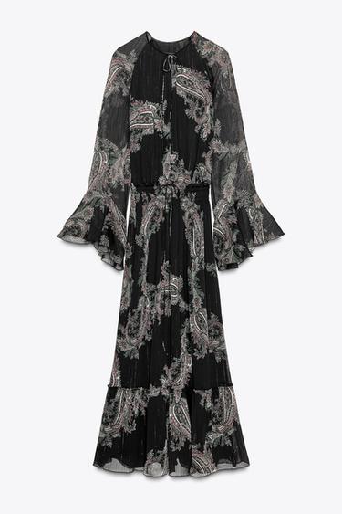 ZW COLLECTION PRINTED RUFFLED DRESS - Black by Zara