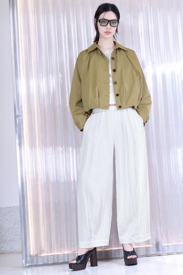 Zara ZW COLLECTION 桶狀長褲 - 磨白色