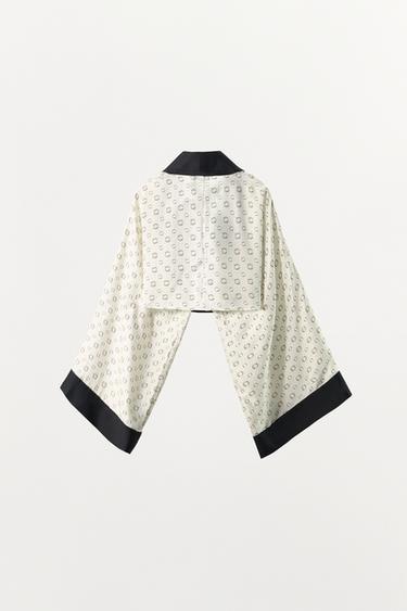 VESTE COURTE IMPRIMÉE - Écru de Zara - Image 4