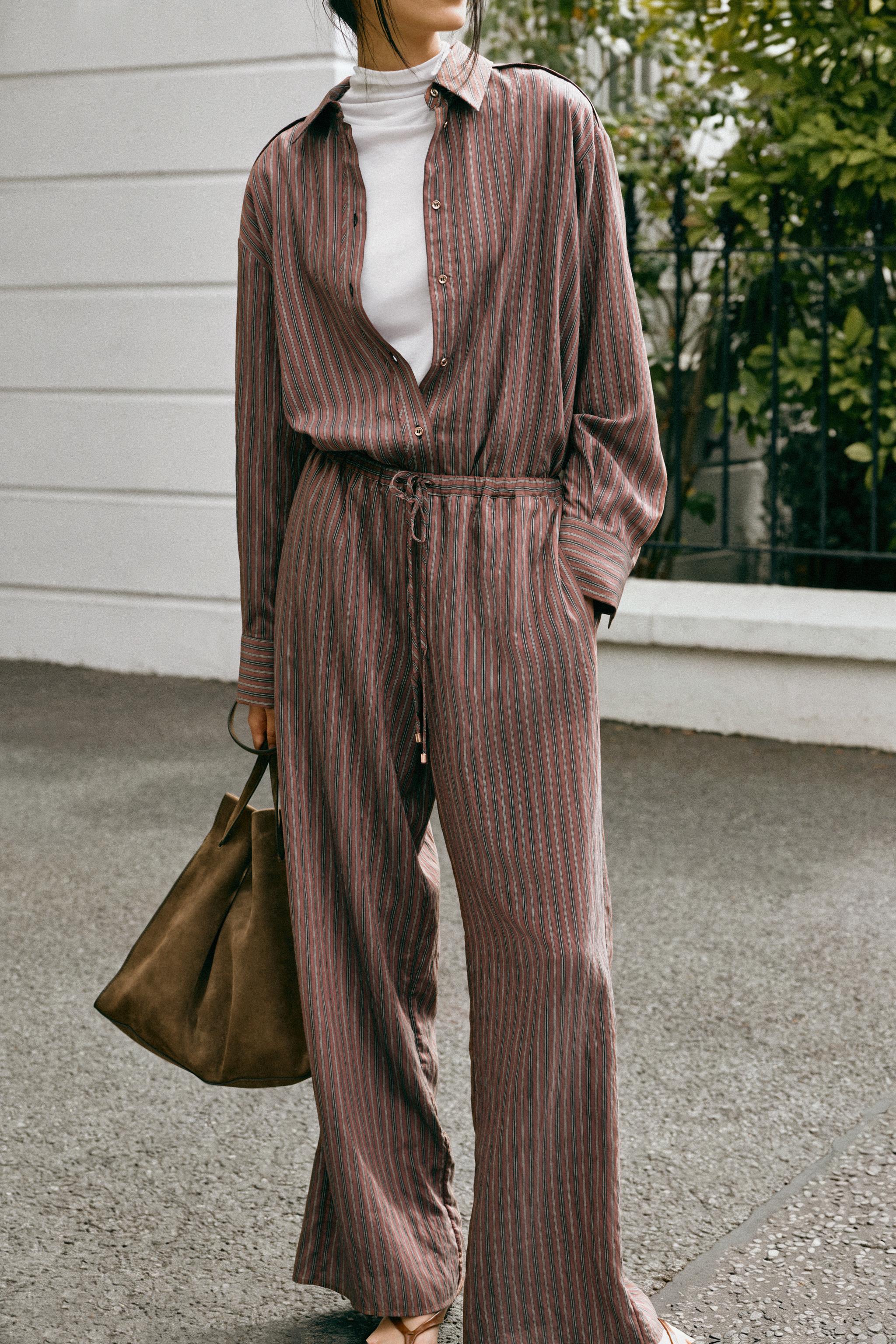 STRIPED WIDE-LEG PANTS