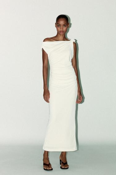 ASYMMETRIC MIDI DRESS - White by Zara
