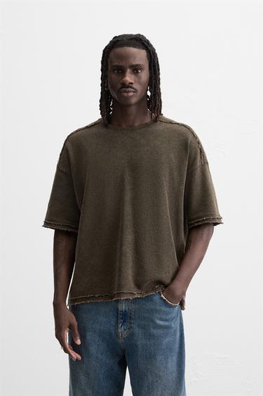 FADED KNIT T-SHIRT - Brown by Zara