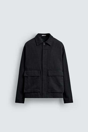 TWILL TEXTURED OVERSHIRT - Navy blue by Zara