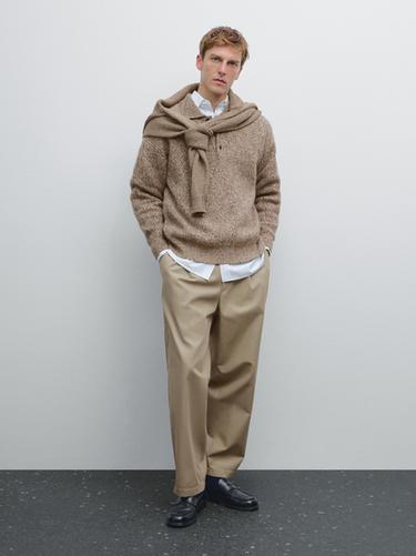 Zara 100% cashmere knit polo sweater - Sand - Image 0