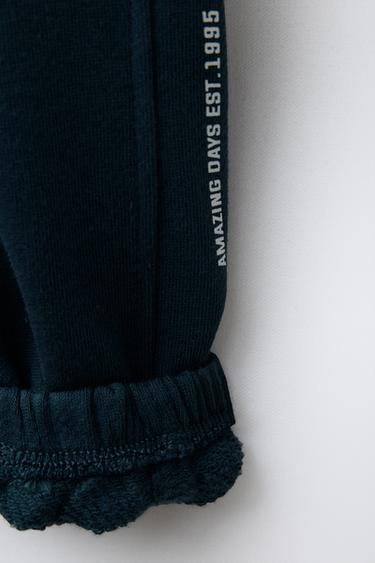 TEXT FLEECE JOGGING TROUSERS - Blue by Zara - Image 3