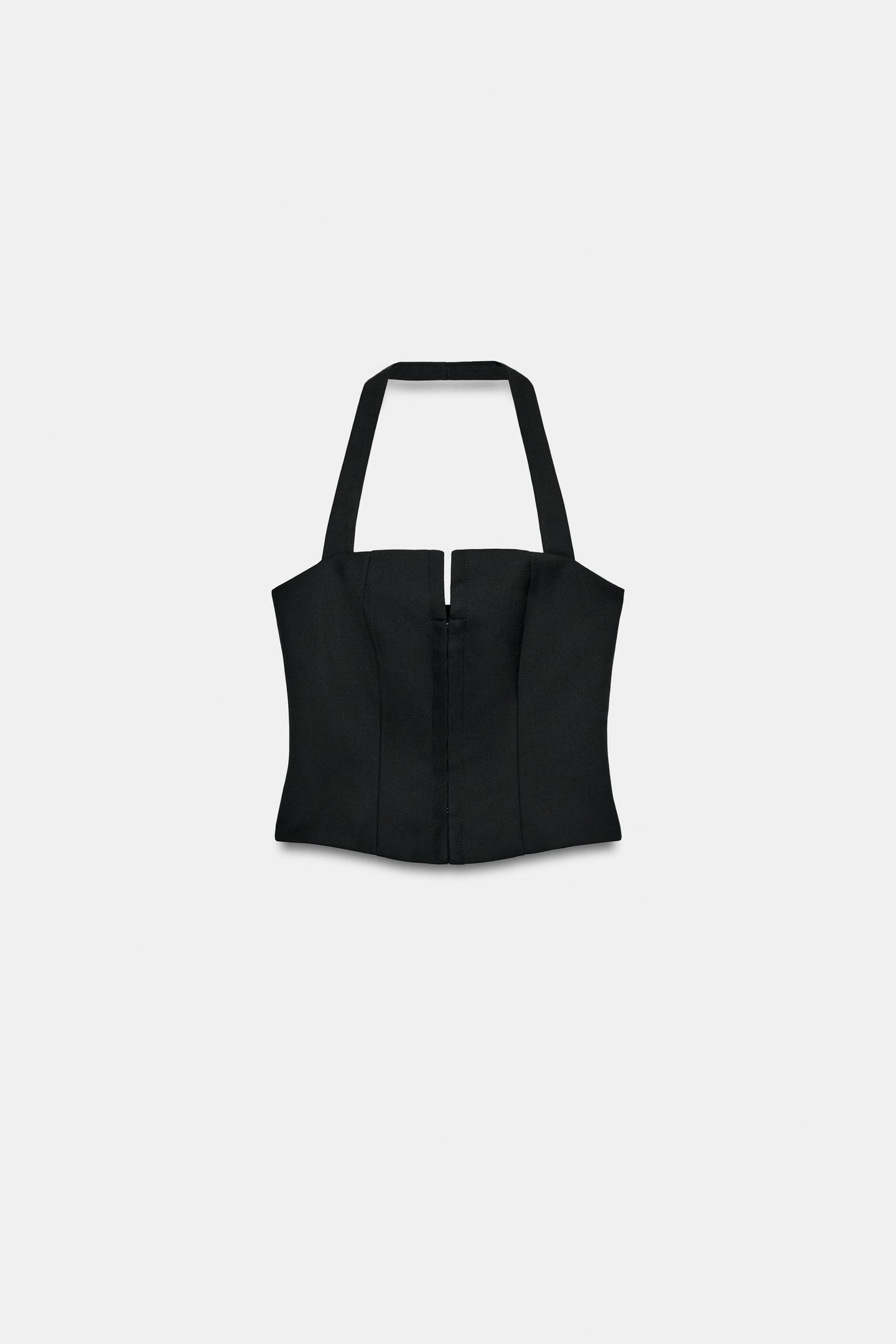 Корсет, завязка на шее, в полоску — Zara, цвет: Чёрный — фото 5