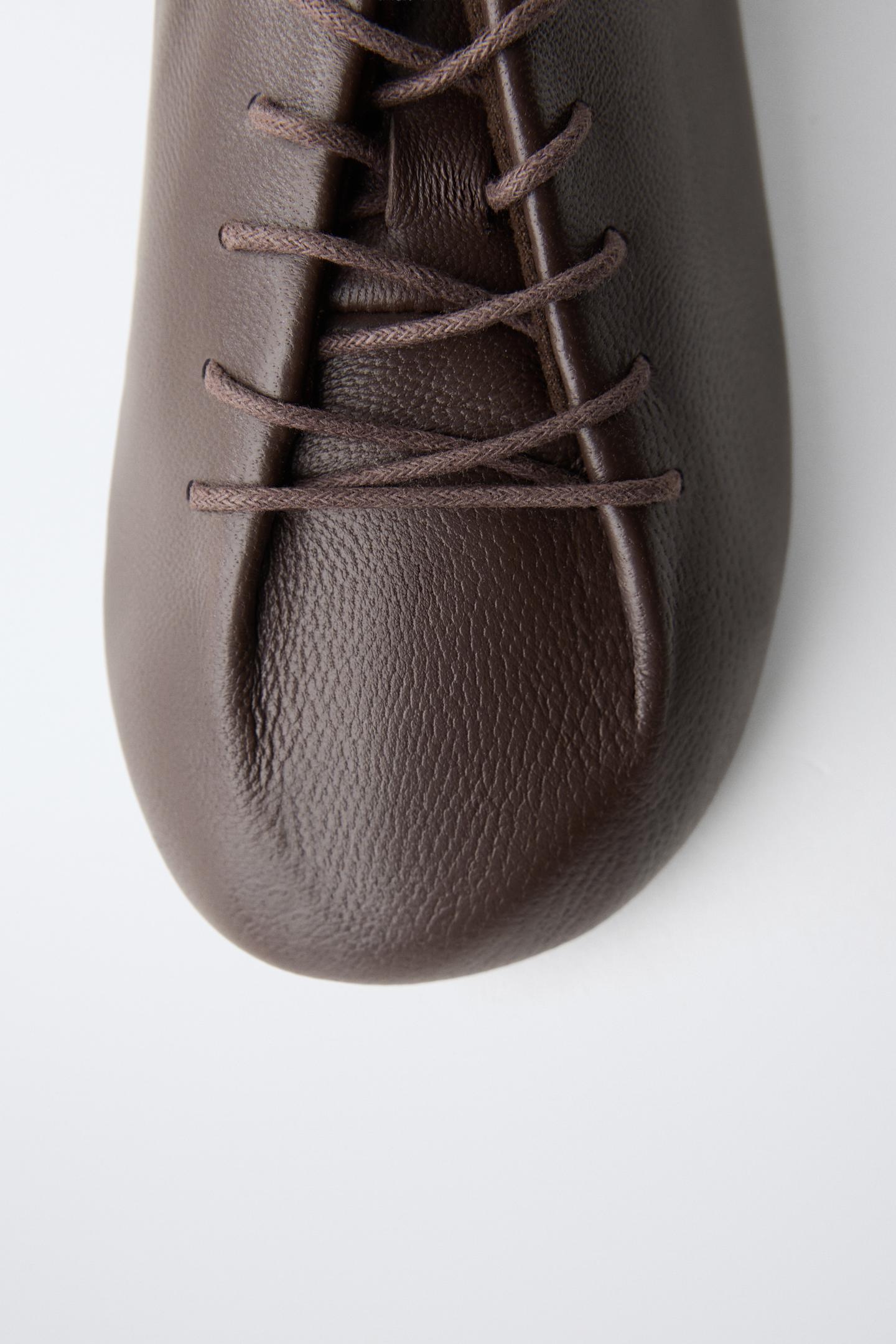 Детские туфли Zara Leather Blucher, цвет: Коричневый — фото 7