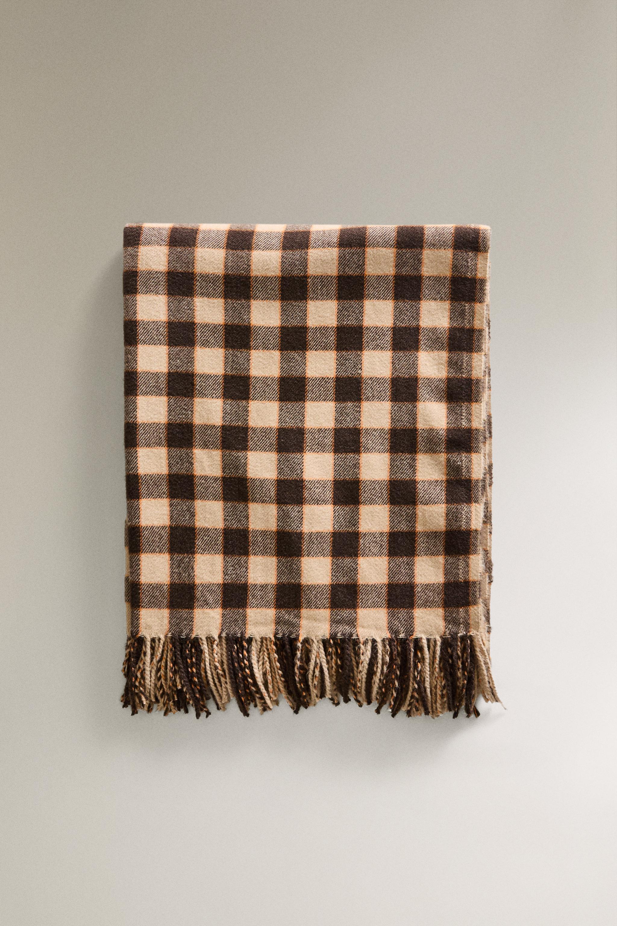 新品】ZARA HOMEチェック柄ブランケット