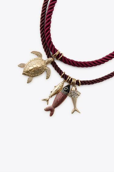 LOT DE 4 COLLIERS CORDE CHARMS BLEU MARINE - Multicolore de Zara - Image 2